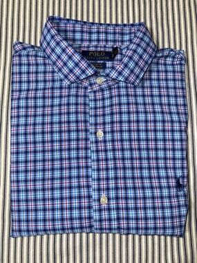 Polo by Ralph Lauren Classic Fit Performance Button Down Shirt XXL,Blue Navy Red